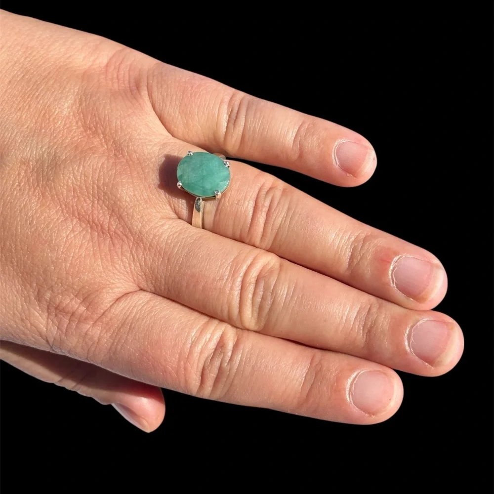 Handmade Natural Emerald Ring | 4 Carat | 925 Sterling Silver | Size 8